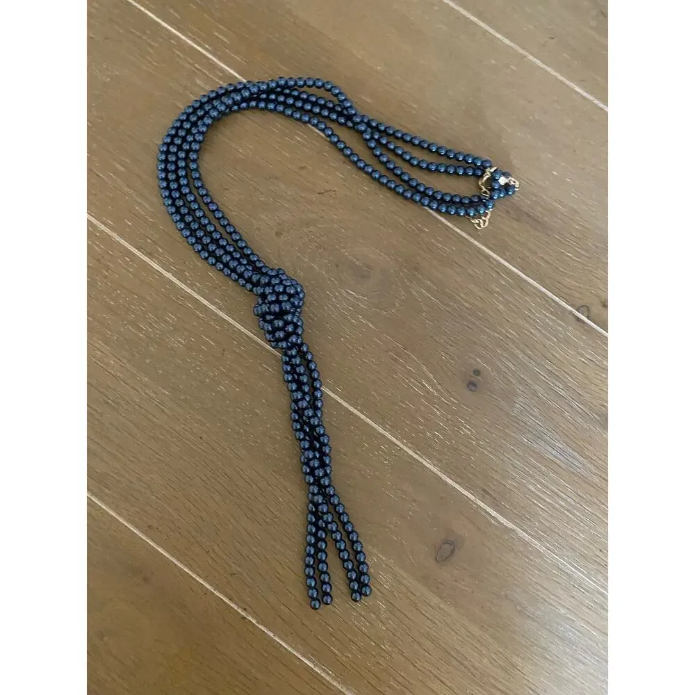 NWOT Charter club, navy faux pearl beaded necklace - Picture 5 of 5